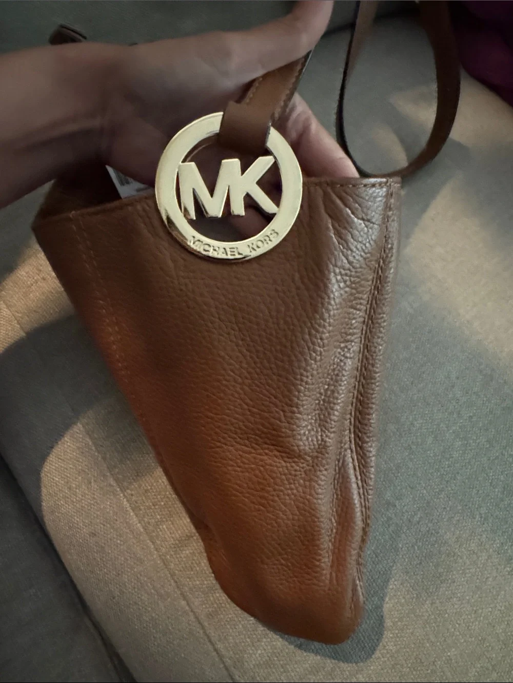 Michael Kors Chestnut Pebbled Leather Shoulder Hobo